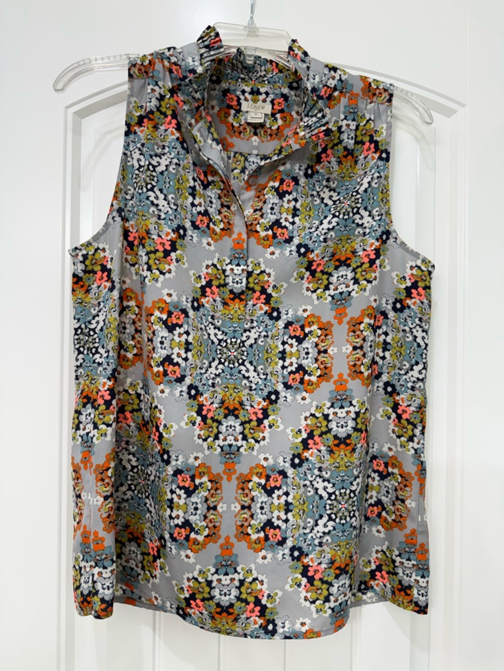 J. Crew Gray Floral-Print Sleeveless Camisole